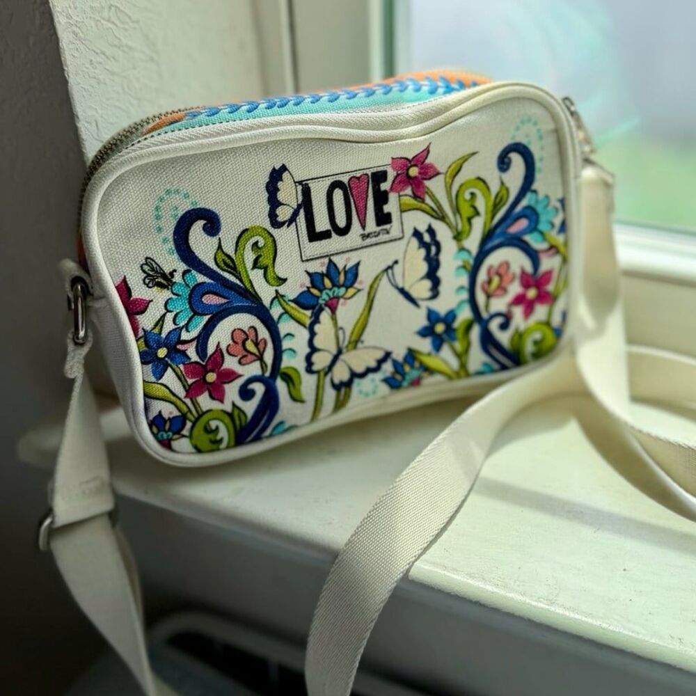 Brighton LOVE Butterfly Garden Crossbody Pocketbook with Adjustable Strap